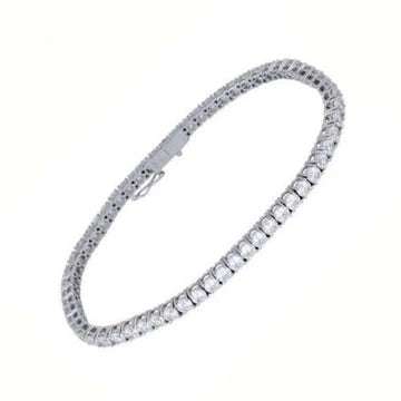 Oro Bianco Taglio rotondo Bracciale Tennis 6 Carati 14K Vero Diamante