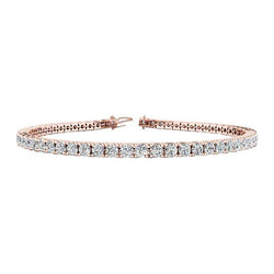 Oro Rosa 14K 6.60 Carati Vero Diamanti Taglio Brillante Rotondo Tennis Novità
