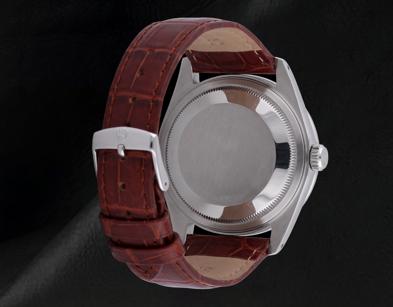 Orologio Datejust Rolex con quadrante romano e lunetta con diamanti, cinturino in pelle marrone, acciaio inossidabile, IMPOSTAZIONE RAPIDA