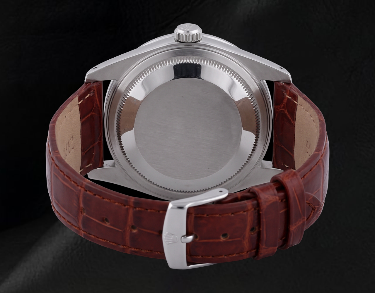 Orologio Datejust Rolex con quadrante romano e lunetta con diamanti, cinturino in pelle marrone, acciaio inossidabile, IMPOSTAZIONE RAPIDA