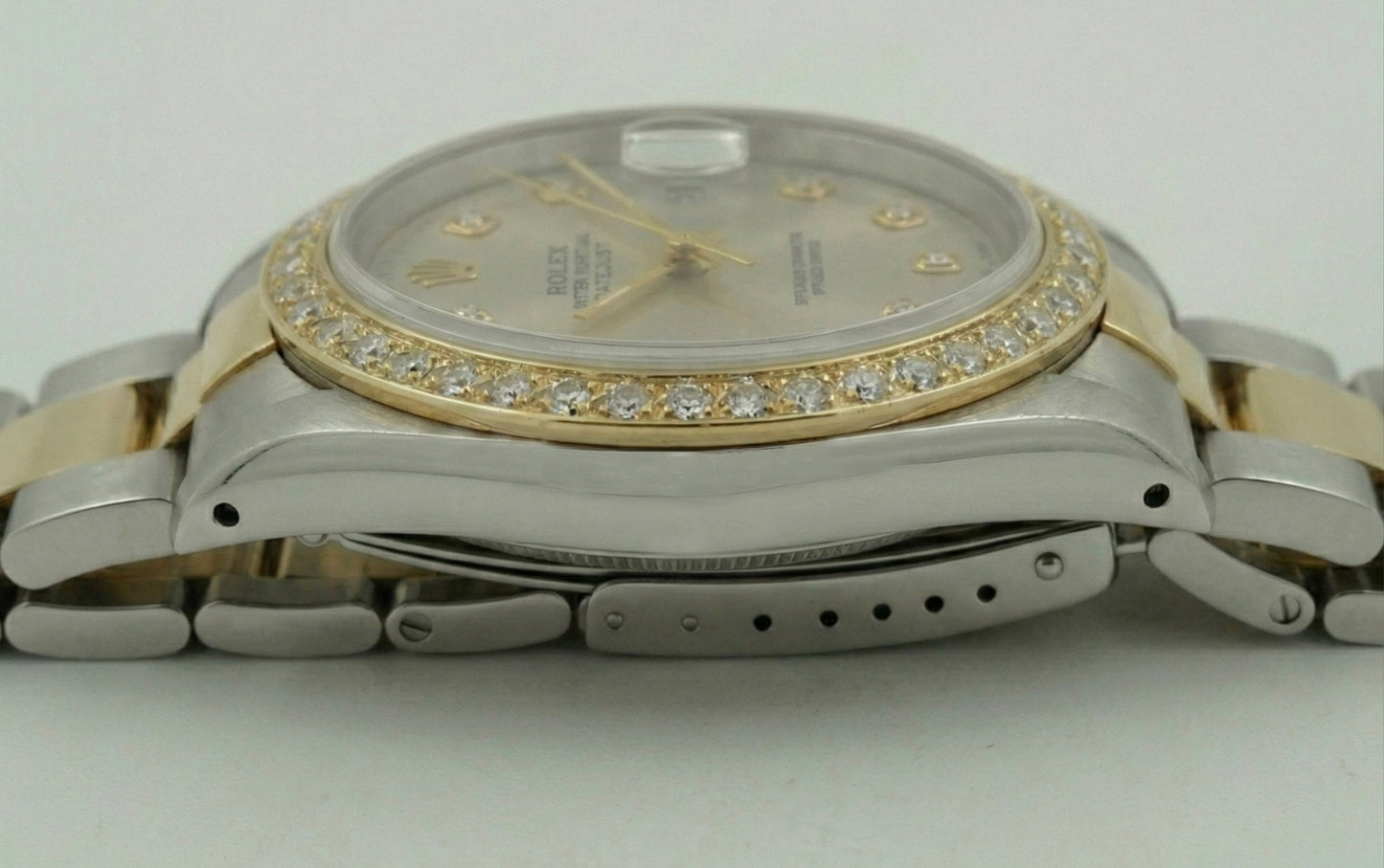 Orologio Datejust con quadrante in diamanti e lunetta bicolore
