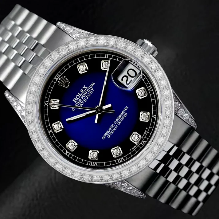 Orologio Datejust personalizzato quadrante blu con diamanti lunetta Rolex giubileo bracciale in acciaio inossidabile IMPOSTAZIONE RAPIDA