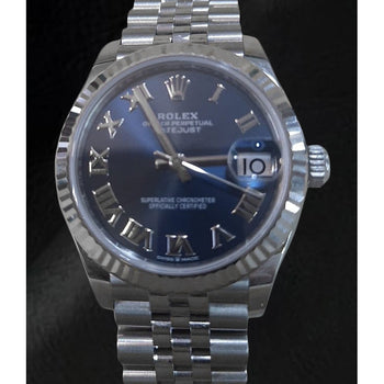 Orologio Rolex Date-just 31 mm con quadrante blu romano in acciaio inossidabile