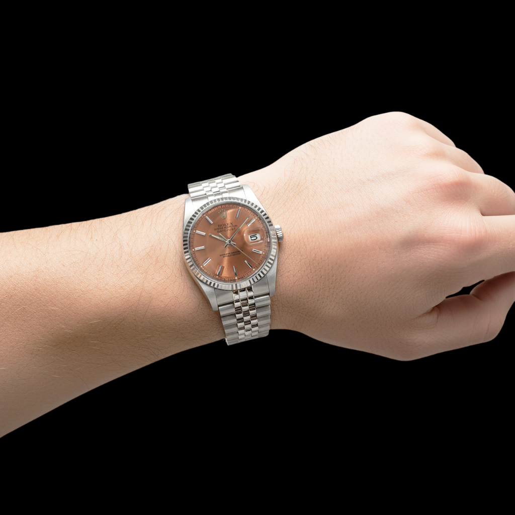 Orologio Rolex Datejust 36 mm in acciaio inossidabile con quadrante color salmone
