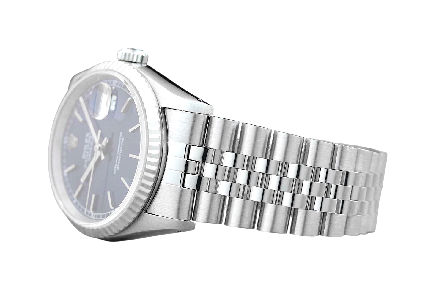 Orologio Rolex Datejust Anno 2000 Quadrante Blu Stick 36 mm Acciaio Inossidabile