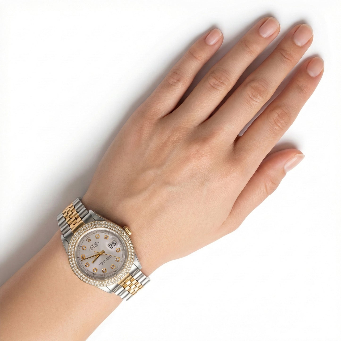 Orologio Rolex Datejust con lunetta a doppia fila di diamanti Datejust