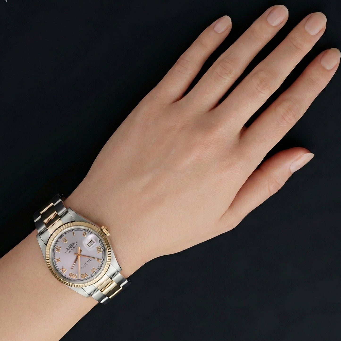 Orologio Rolex Datejust con lunetta scanalata e bracciale ostrica in oro e acciaio inossidabile, IMPOSTAZIONE RAPIDA