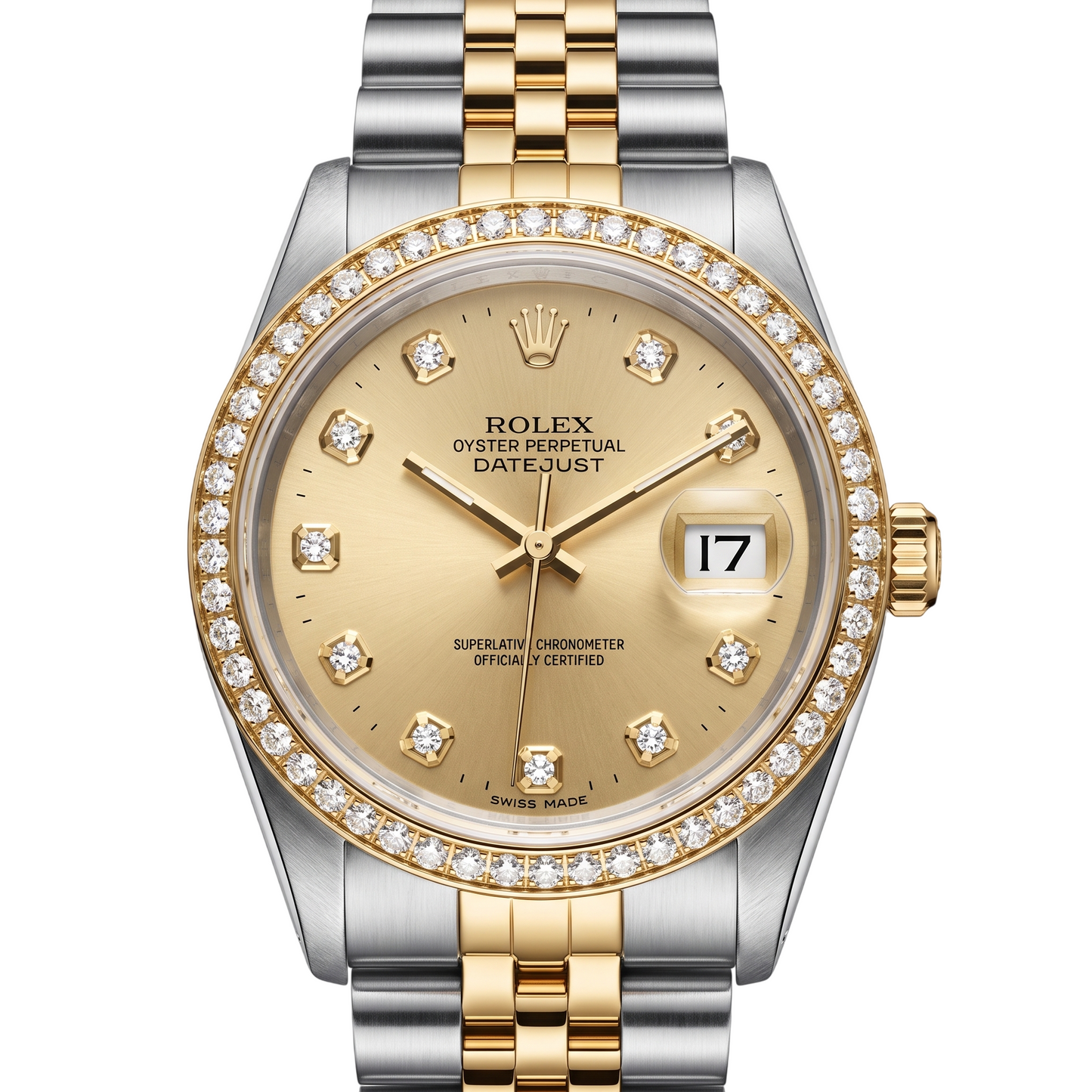 Orologio Rolex Datejust con quadrante color champagne e lunetta in oro e acciaio IMPOSTAZIONE RAPIDA