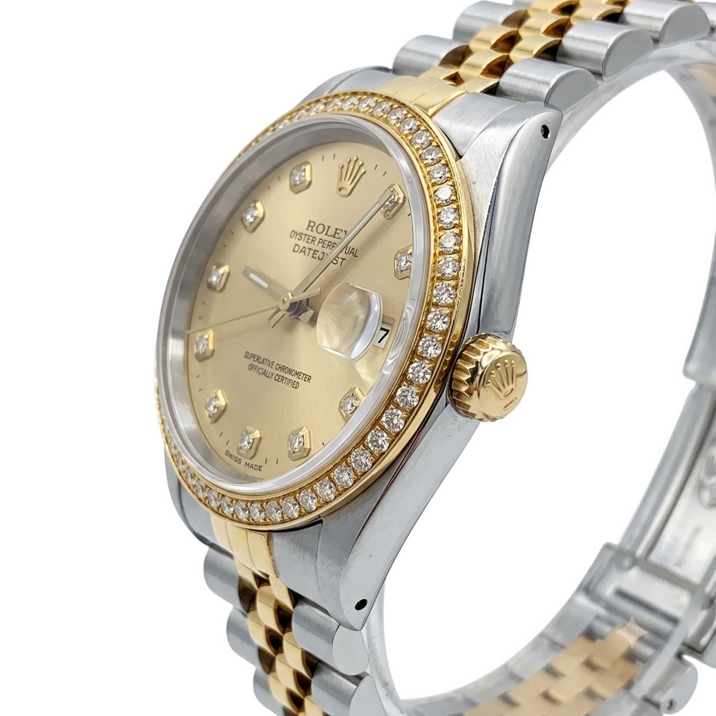 Orologio Rolex Datejust con quadrante color champagne e lunetta in oro e acciaio IMPOSTAZIONE RAPIDA