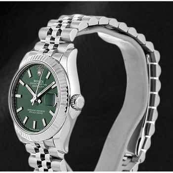 Orologio Rolex Datejust da 31 mm con quadrante luminoso verde menta in acciaio