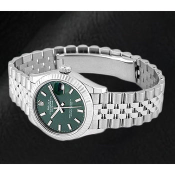 Orologio Rolex Datejust da 31 mm con quadrante luminoso verde menta in acciaio