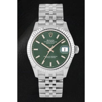 Orologio Rolex Datejust da 31 mm con quadrante luminoso verde menta in acciaio