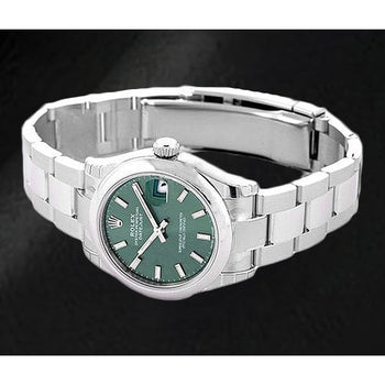 Orologio Rolex Datejust da 31 mm in acciaio inossidabile con quadrante luminoso verde menta