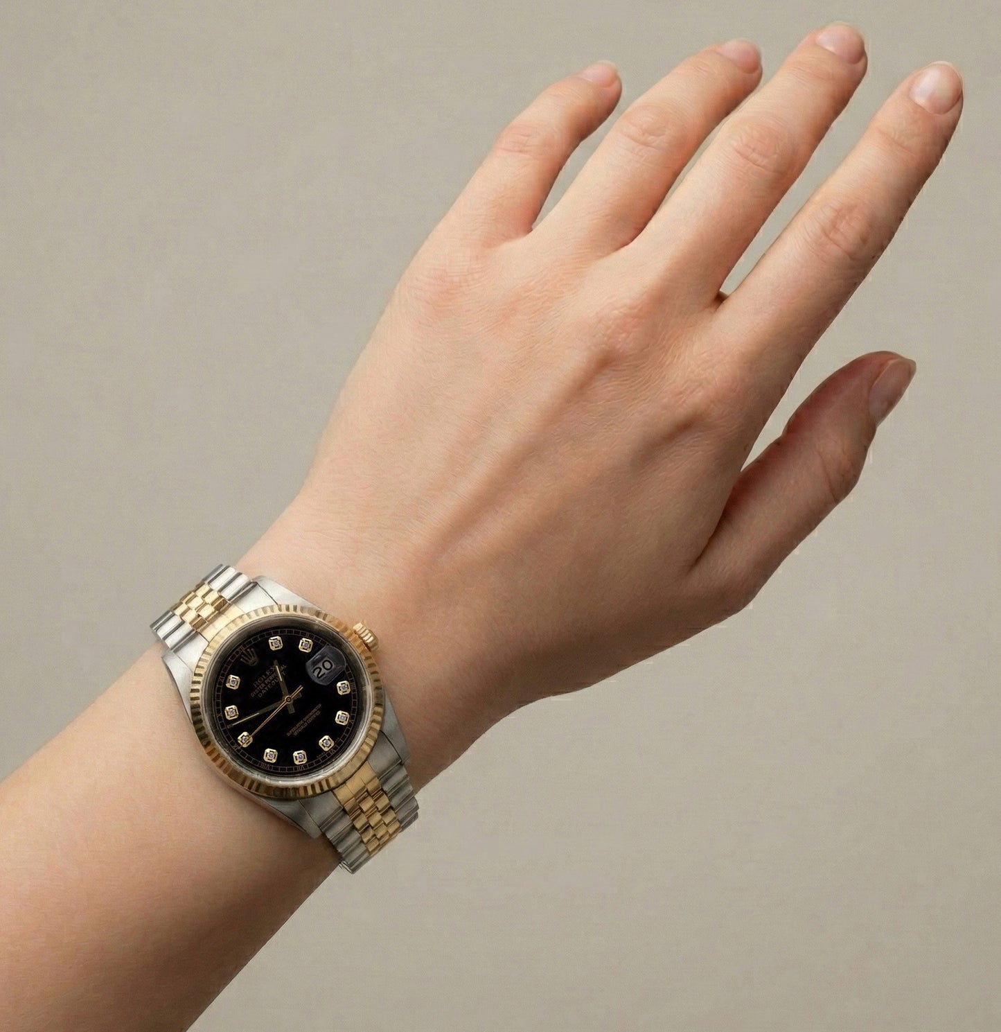 Orologio Rolex Datejust da uomo bicolore con quadrante in diamanti e bracciale giubileo