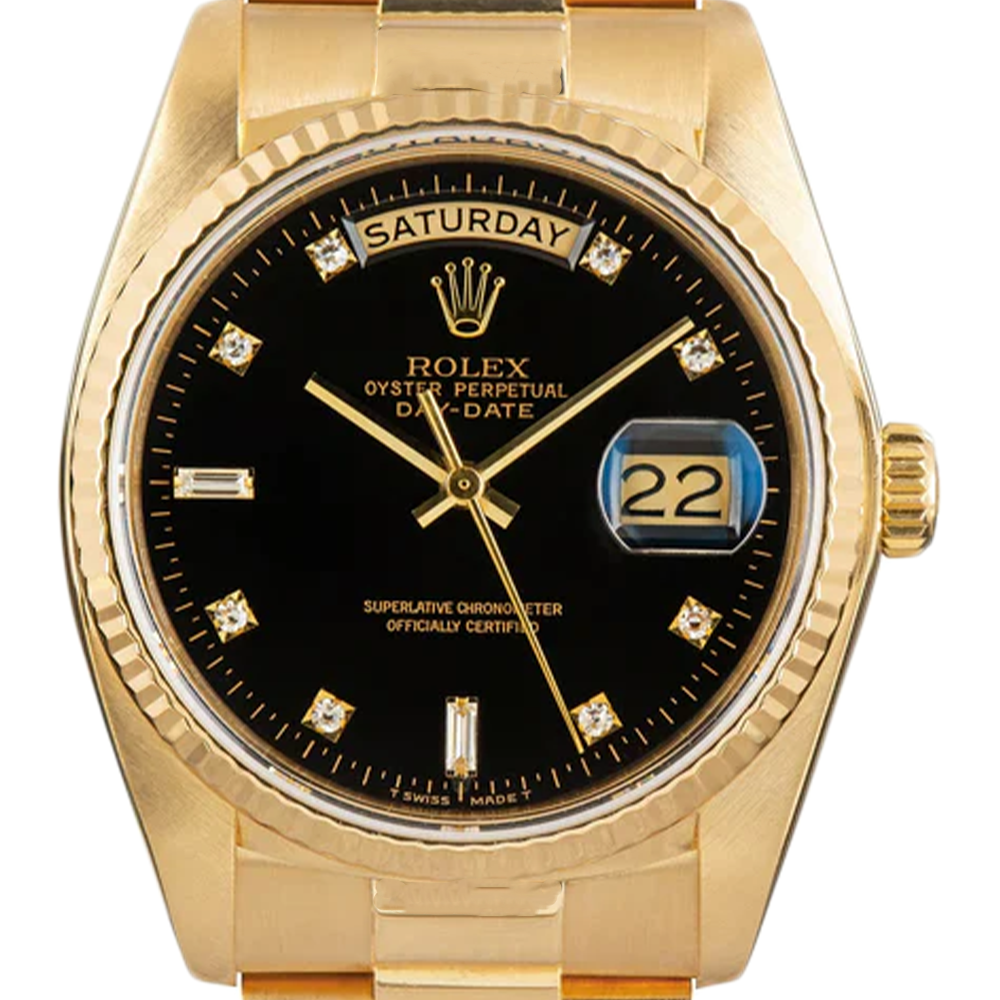 Orologio Rolex Day-Date 36 mm da Uomo Oro Giallo 18K Finitura Corteccia Nero