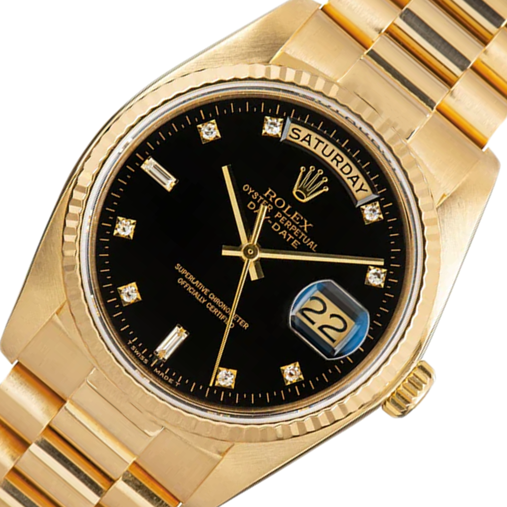 Orologio Rolex Day-Date 36 mm da Uomo Oro Giallo 18K Finitura Corteccia Nero