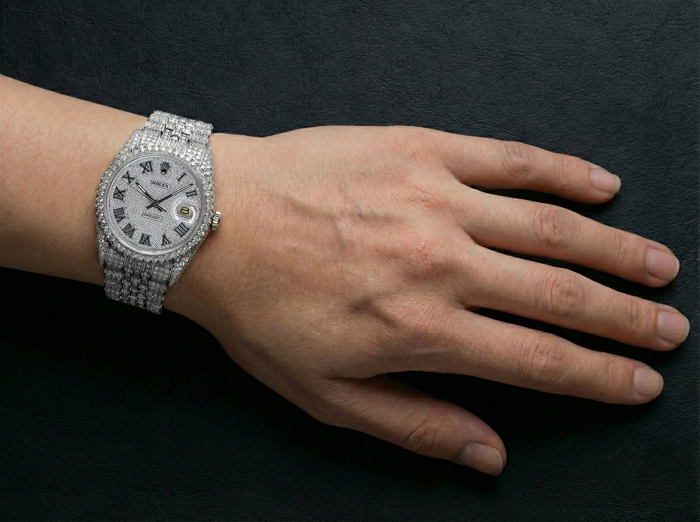 Orologio Rolex Iced Out Diamond 12 carati 36 mm quadrante romano in acciaio inossidabile