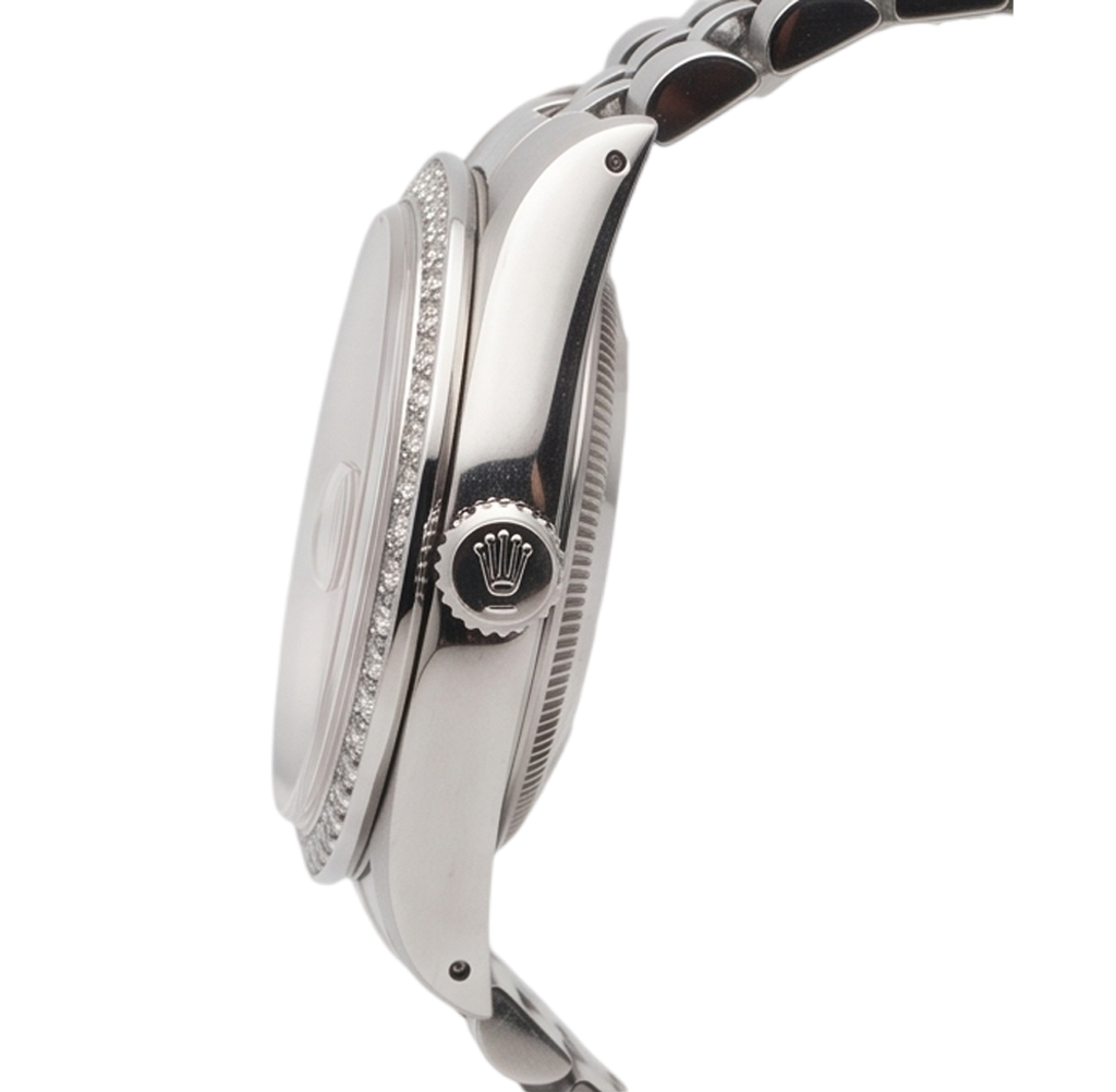 Orologio Rolex con quadrante a fiori rosa in acciaio inossidabile giubileo con diamanti Rolex Date Just IMPOSTAZIONE RAPIDA