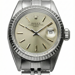 Orologio con data giubilare in acciaio inossidabile, quadrante grigio, lunetta scanalata