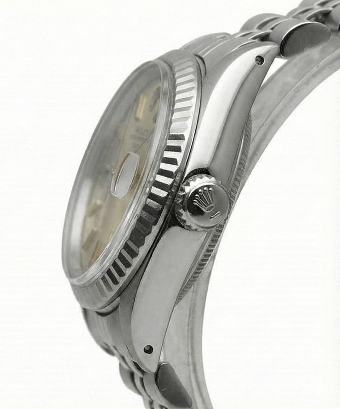 Orologio con data giubilare in acciaio inossidabile, quadrante grigio, lunetta scanalata