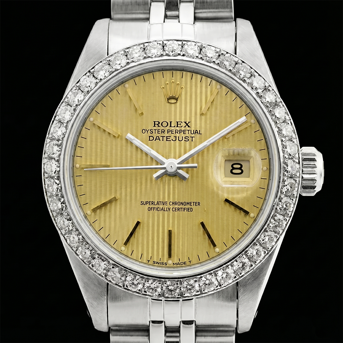 Orologio da donna Datejust con bracciale giubileo in acciaio inossidabile e quadrante a bastoncino Rolex