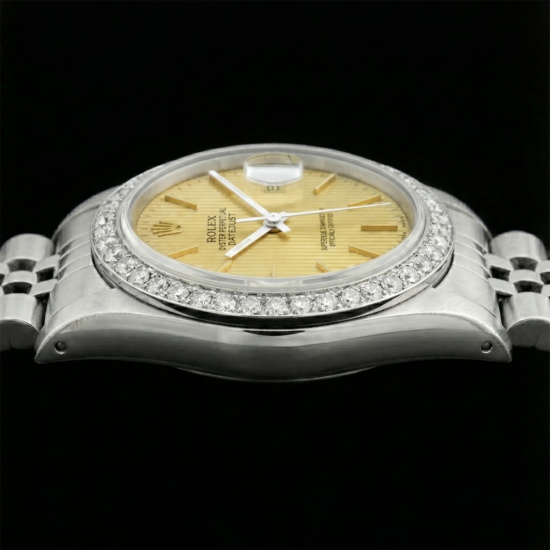 Orologio da donna Datejust con bracciale giubileo in acciaio inossidabile e quadrante a bastoncino Rolex