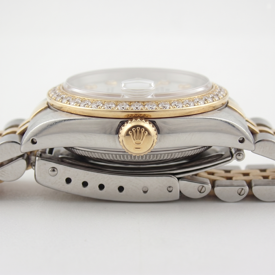 Orologio Rolex Datejust da Donna con Diamanti, Quadrante Bianco e Lunetta