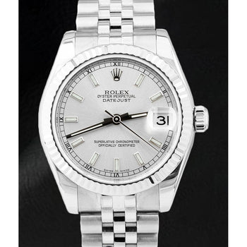 Orologio da donna Rolex DateJust argento con quadrante luminoso in acciaio inossidabile