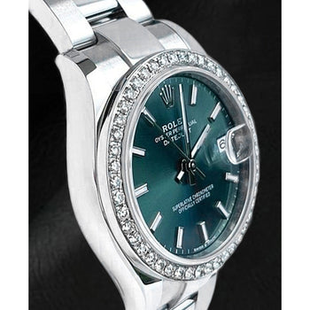 Orologio da donna Rolex Datejust 31 con diamanti in acciaio inossidabile verde menta