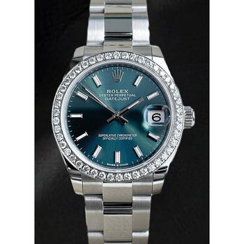 Orologio da donna Rolex Datejust 31 con diamanti in acciaio inossidabile verde menta