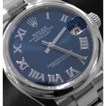 Orologio da donna Rolex Datejust da 31 mm con quadrante blu romano in acciaio inossidabile