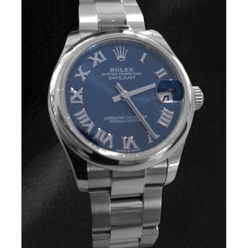 Orologio da donna Rolex Datejust da 31 mm con quadrante blu romano in acciaio inossidabile