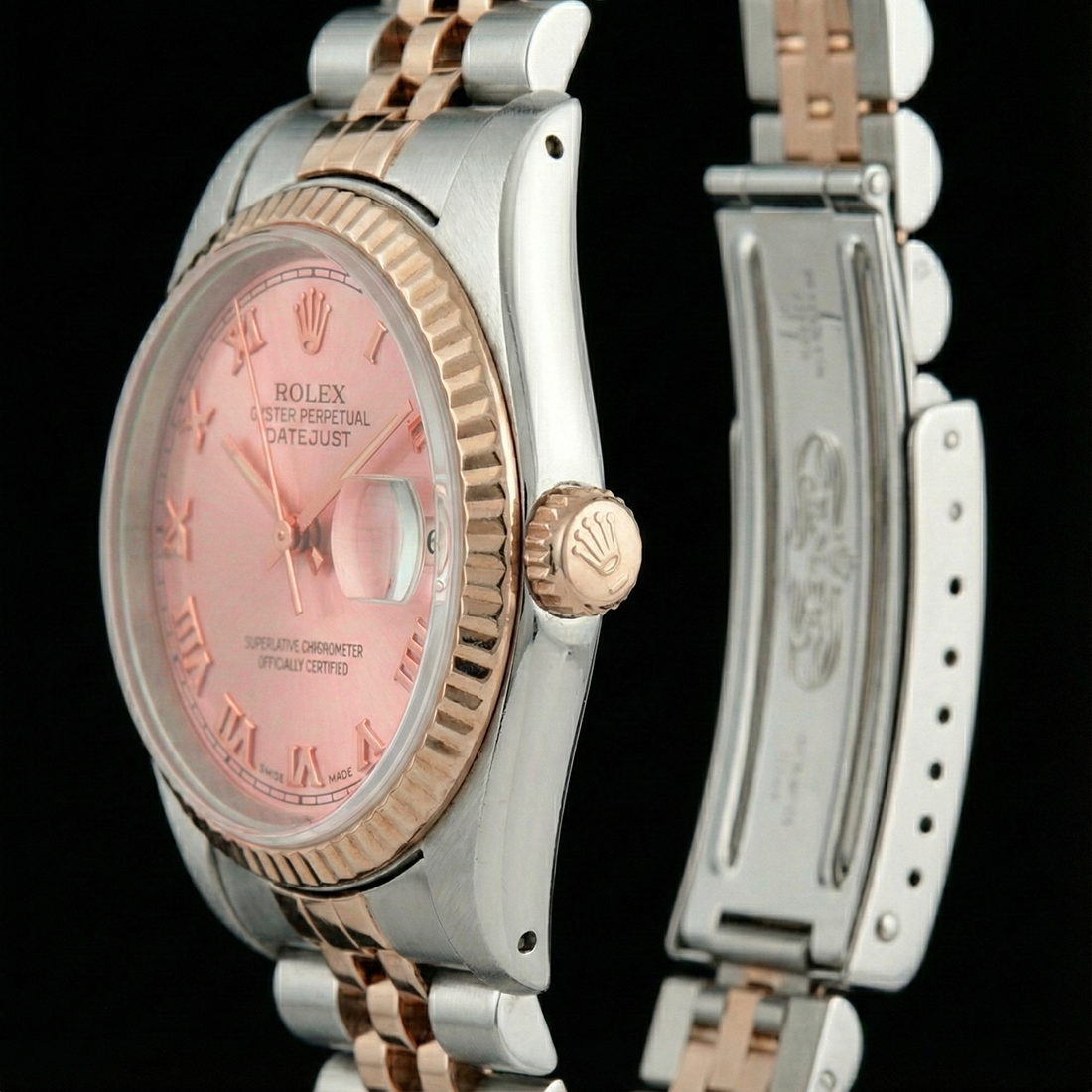 Orologio da donna Rolex Datejust in acciaio inossidabile e oro con quadrante romano giubileo Lunetta scanalata