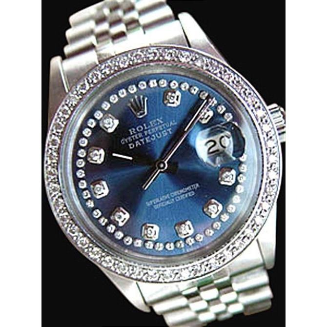 Orologio da uomo Datejust Rolex con quadrante con diamanti blu e lunetta