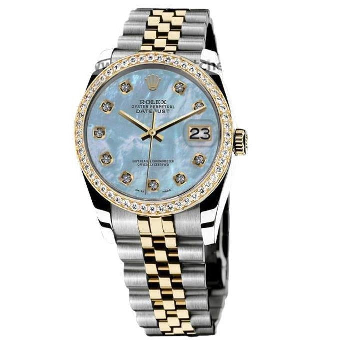 Orologio da uomo Rolex Datejust con lunetta in diamanti bicolore quadrante blu con diamanti SET RAPIDO