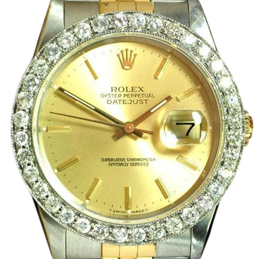 Orologio da uomo Rolex Datejust con lunetta in diamanti e bracciale in acciaio inossidabile, REGOLAZIONE RAPIDA