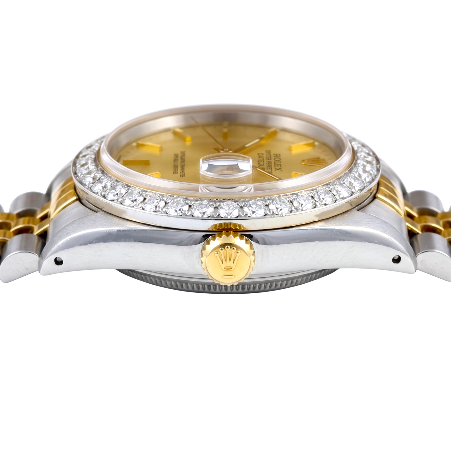 Orologio da uomo Rolex Datejust con lunetta in diamanti e bracciale in acciaio inossidabile, REGOLAZIONE RAPIDA