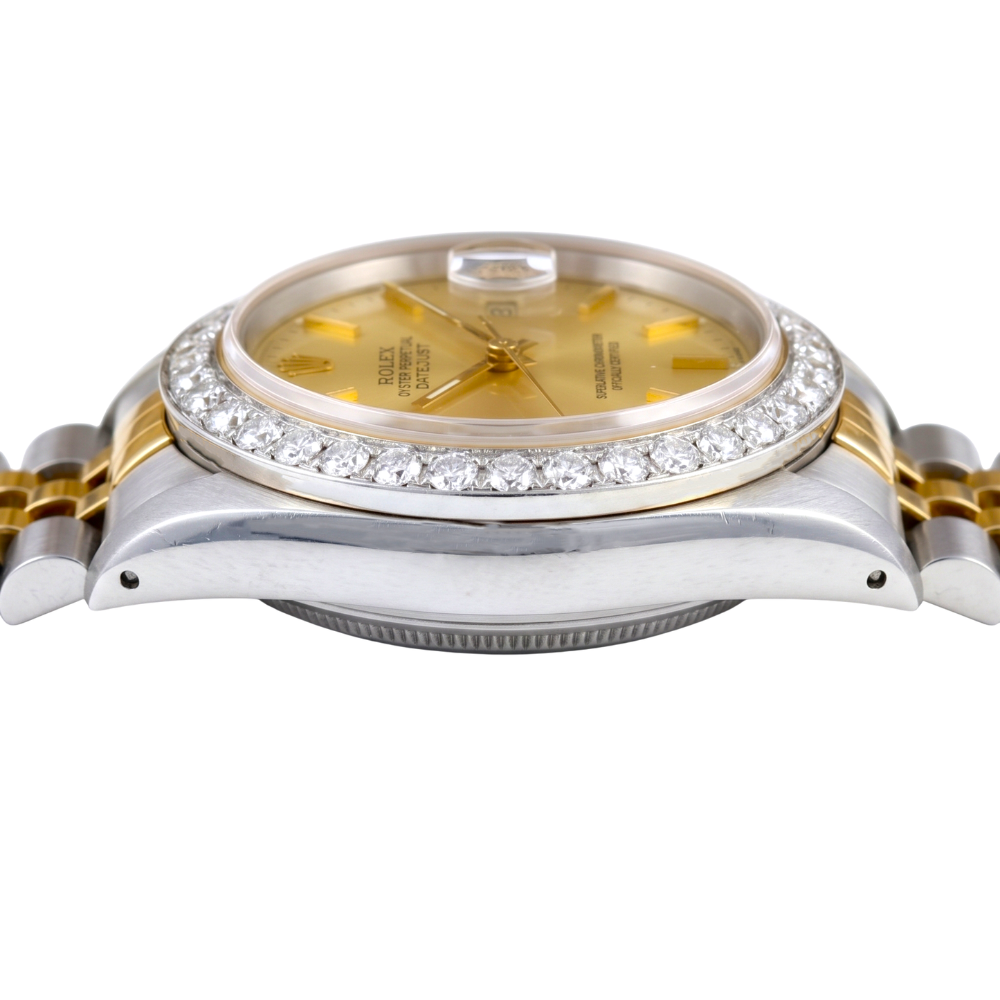 Orologio da uomo Rolex Datejust con lunetta in diamanti e bracciale in acciaio inossidabile, REGOLAZIONE RAPIDA