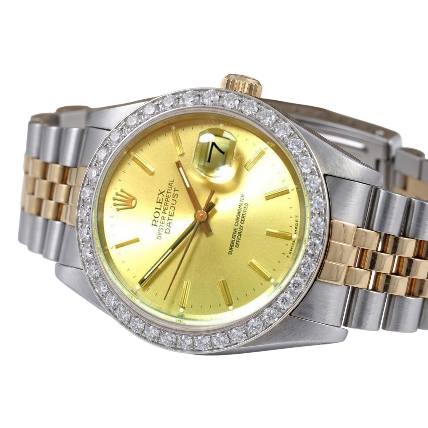 Orologio da uomo Rolex Datejust con lunetta in diamanti e bracciale in acciaio inossidabile, REGOLAZIONE RAPIDA