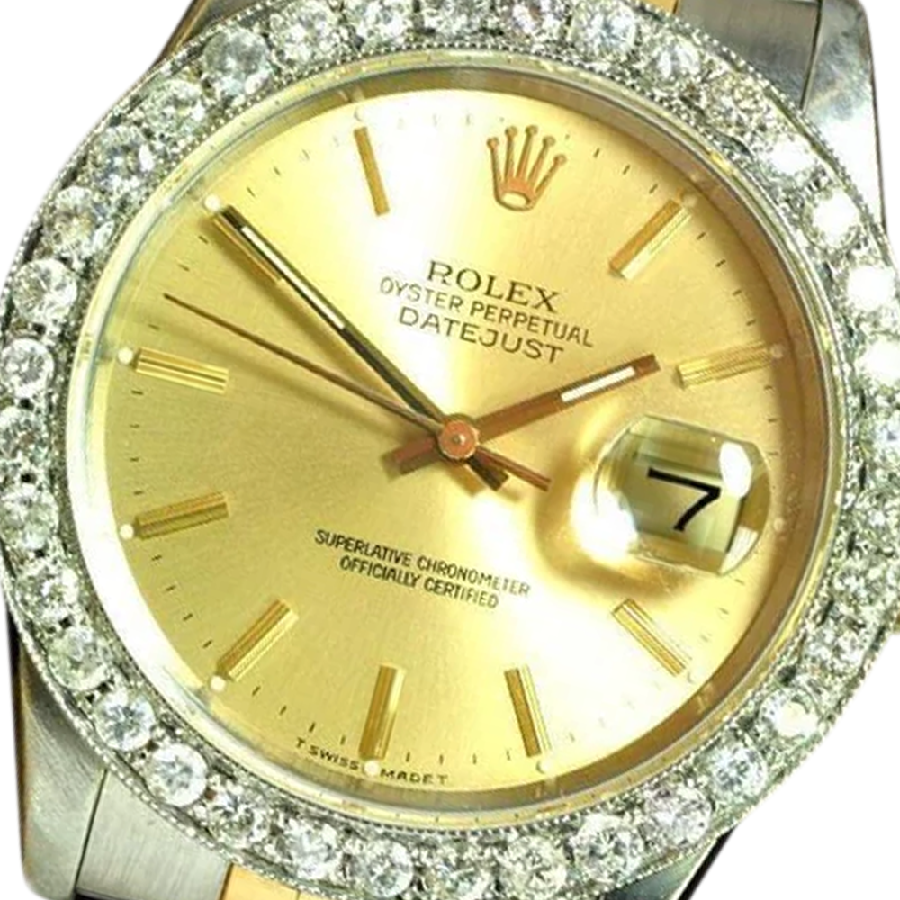 Orologio da uomo Rolex Datejust con lunetta in diamanti e bracciale in acciaio inossidabile, REGOLAZIONE RAPIDA