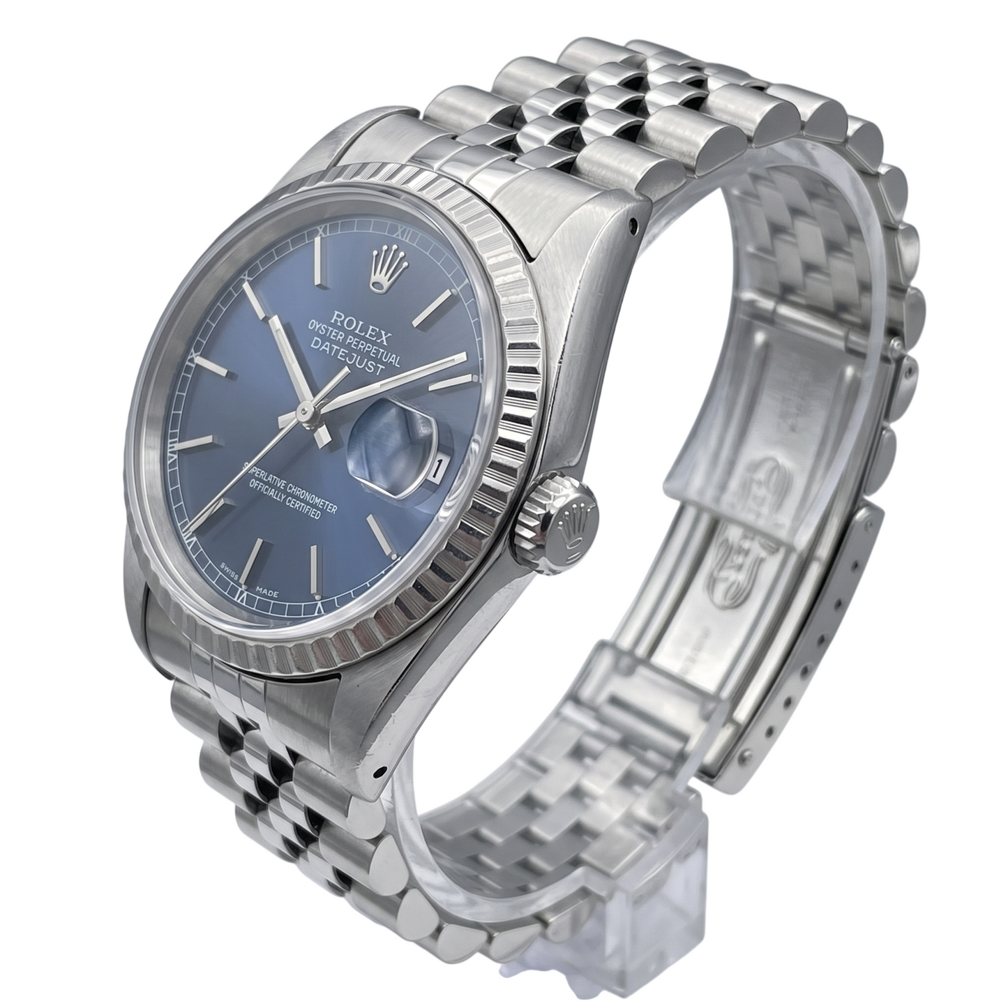 Orologio da uomo Rolex Datejust con quadrante blu e quadrante in acciaio inossidabile con regolazione rapida