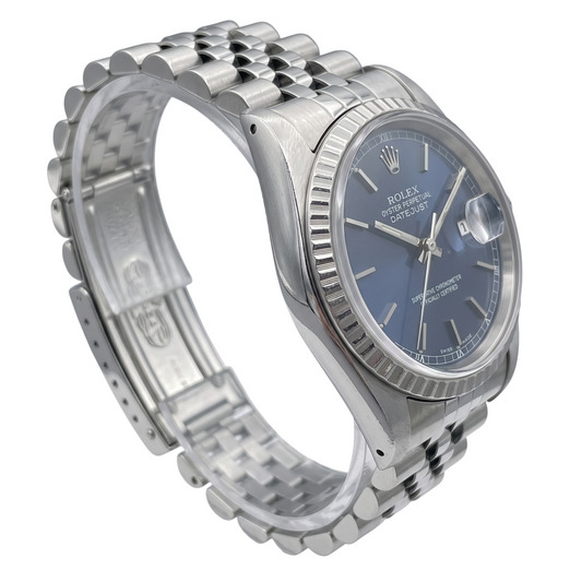Orologio da uomo Rolex Datejust con quadrante blu e quadrante in acciaio inossidabile con regolazione rapida