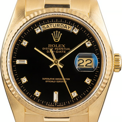 Orologio Rolex Day-Date 36 mm da Uomo Oro Giallo 18K Finitura Corteccia Nero