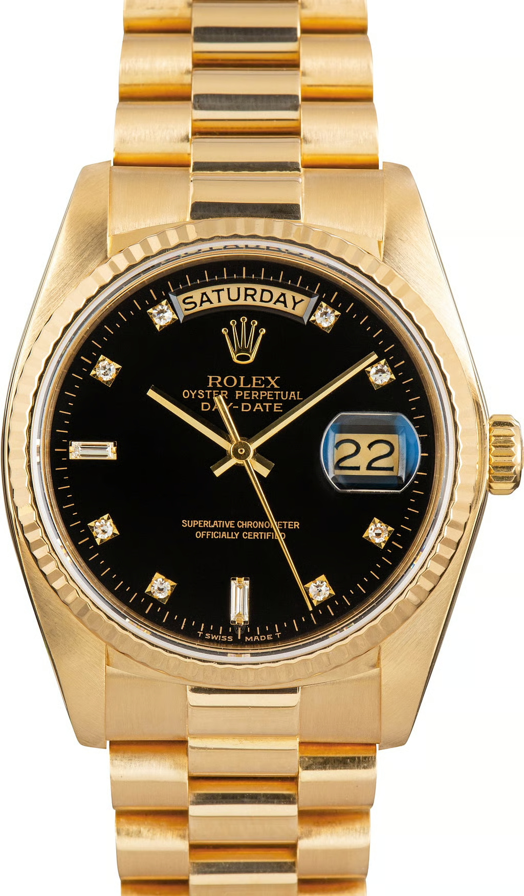 Orologio Rolex Day-Date 36 mm da Uomo Oro Giallo 18K Finitura Corteccia Nero