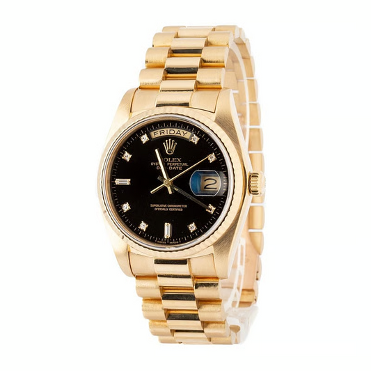 Orologio Rolex Day-Date 36 mm da Uomo Oro Giallo 18K Finitura Corteccia Nero