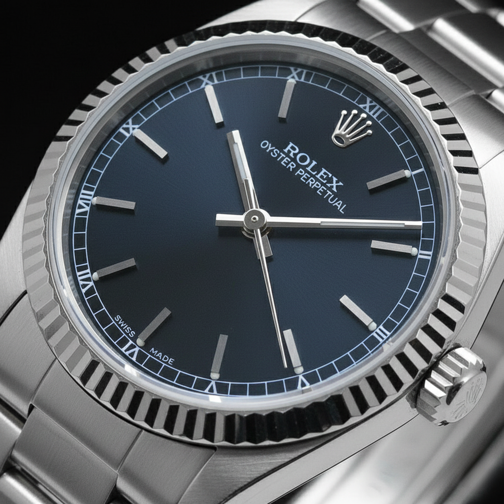 Orologio da uomo Rolex ostrica perpetua con quadrante nero romano in acciaio inossidabile