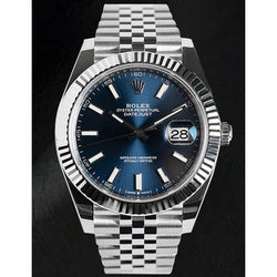 Orologio da uomo in acciaio inossidabile Rolex Datejust con quadrante luminoso blu