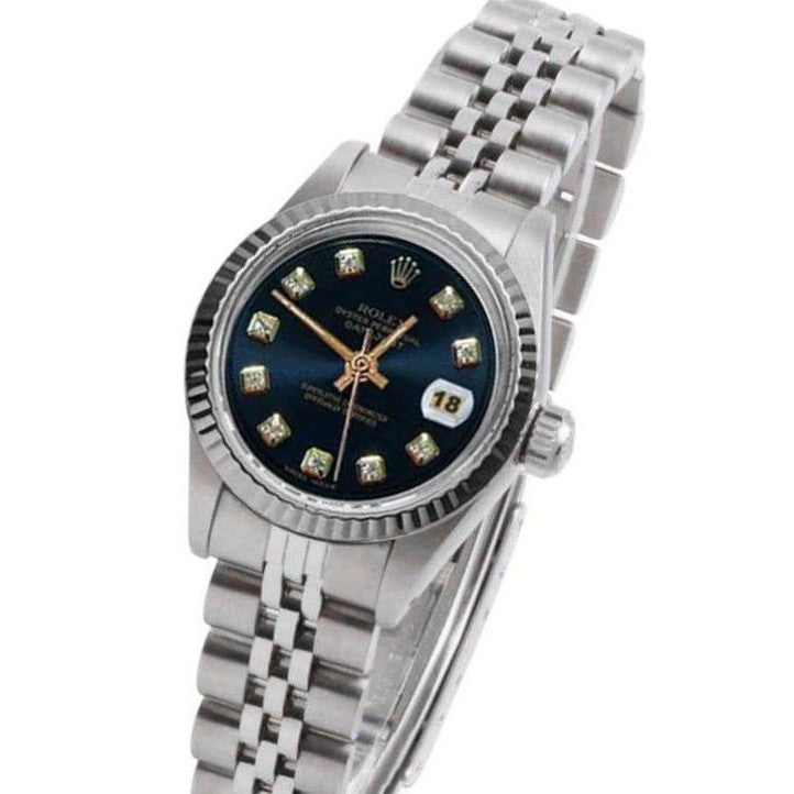 Orologio Rolex 26 mm Datejust quadrante blu con diamanti