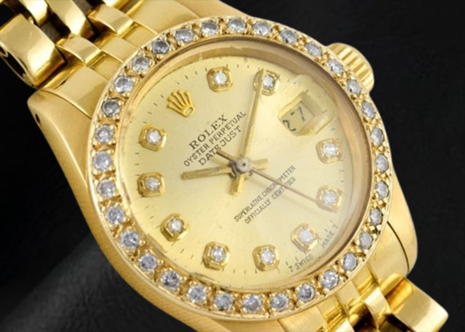 Orologio Rolex Datejust 26 mm Champagne Diamond Dial President Oro Giallo