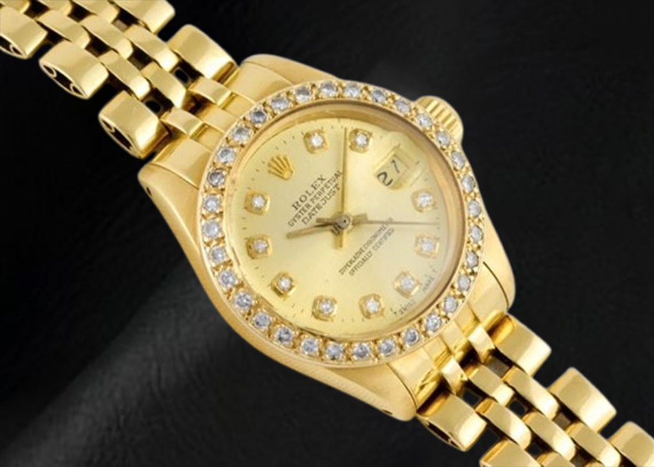 Orologio Rolex Datejust 26 mm Champagne Diamond Dial President Oro Giallo